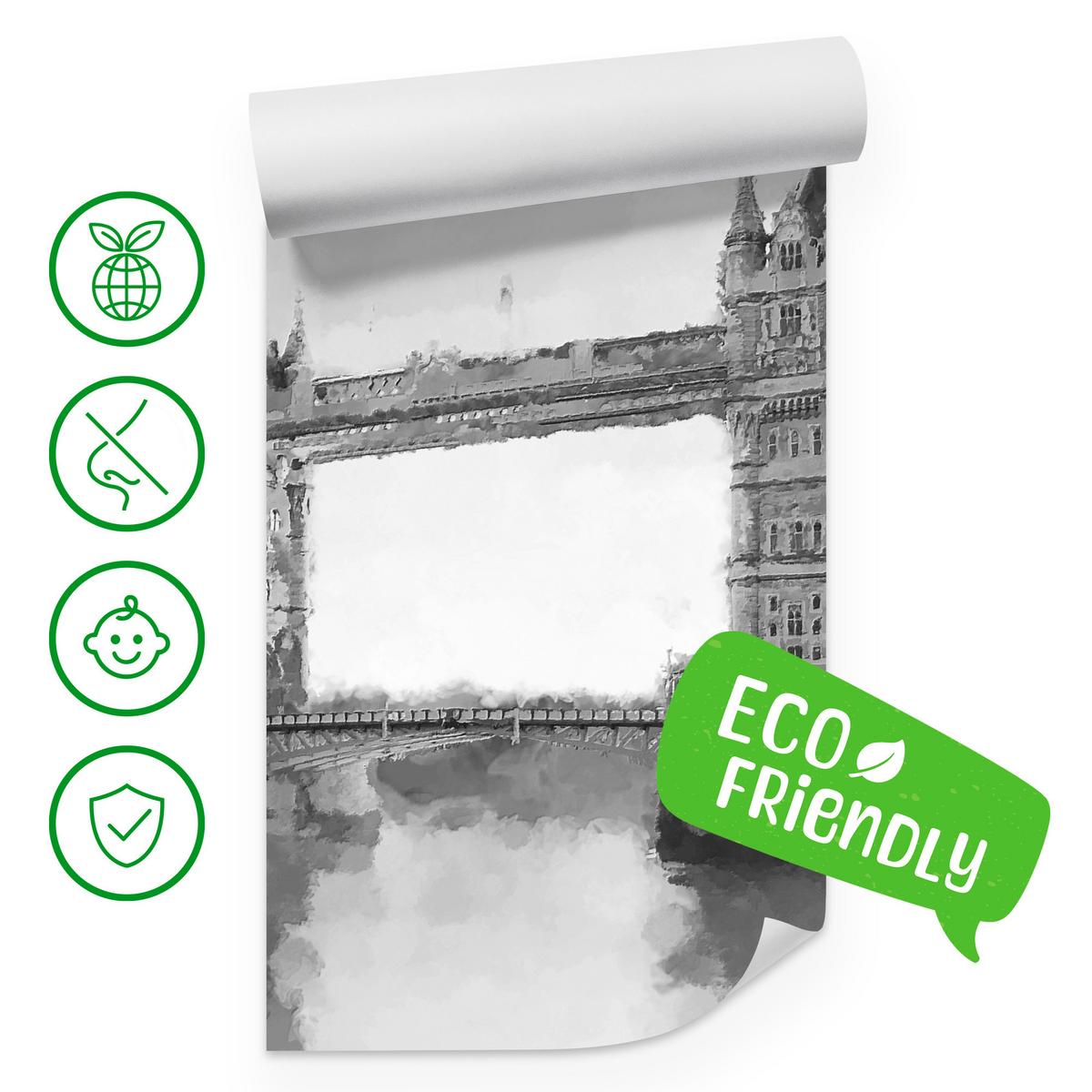 FOTOTAPETE für Wohnzimmer Tower Bridge Vintage Stil 500x350 - Schwarz/Grau, Papier (500/350cm) - Muralo
