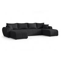 WOHNLANDSCHAFT Malatya U Form Schwarz 311/145/80 cm mit Schlaffunktion - Schwarz, Kunststoff/Textil (311/80/145cm) - AX Living