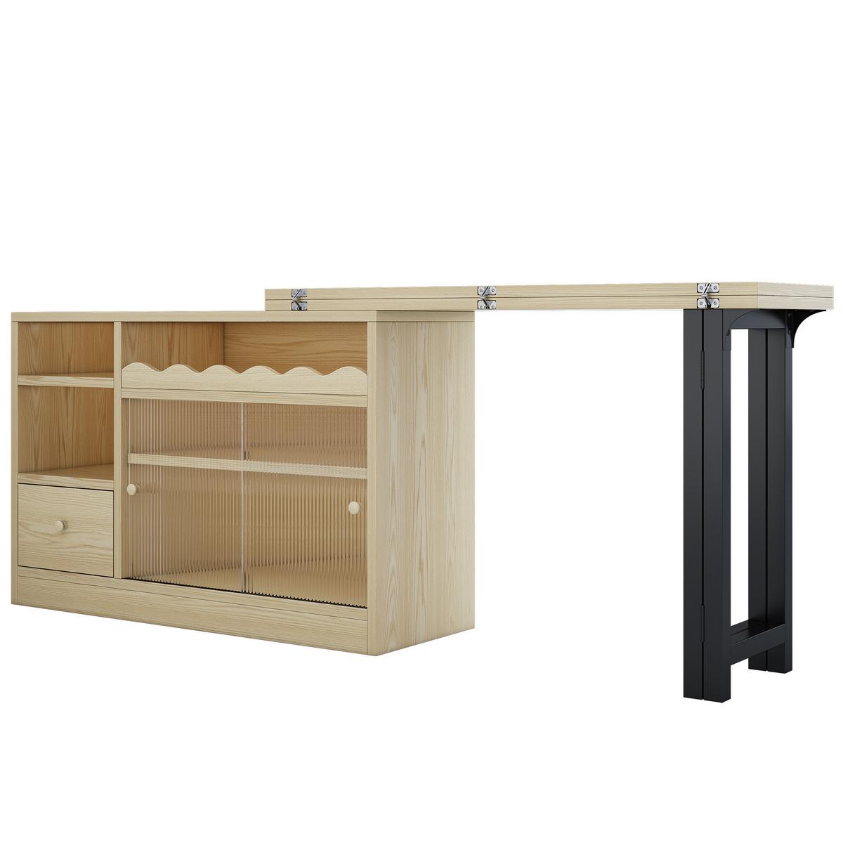 MULTIFUNKTIONALER Esstisch und Sideboard (klappbar) mit Stauraum - Weiß, Holzwerkstoff/Metall (110/120/75cm) - Urban Meuble