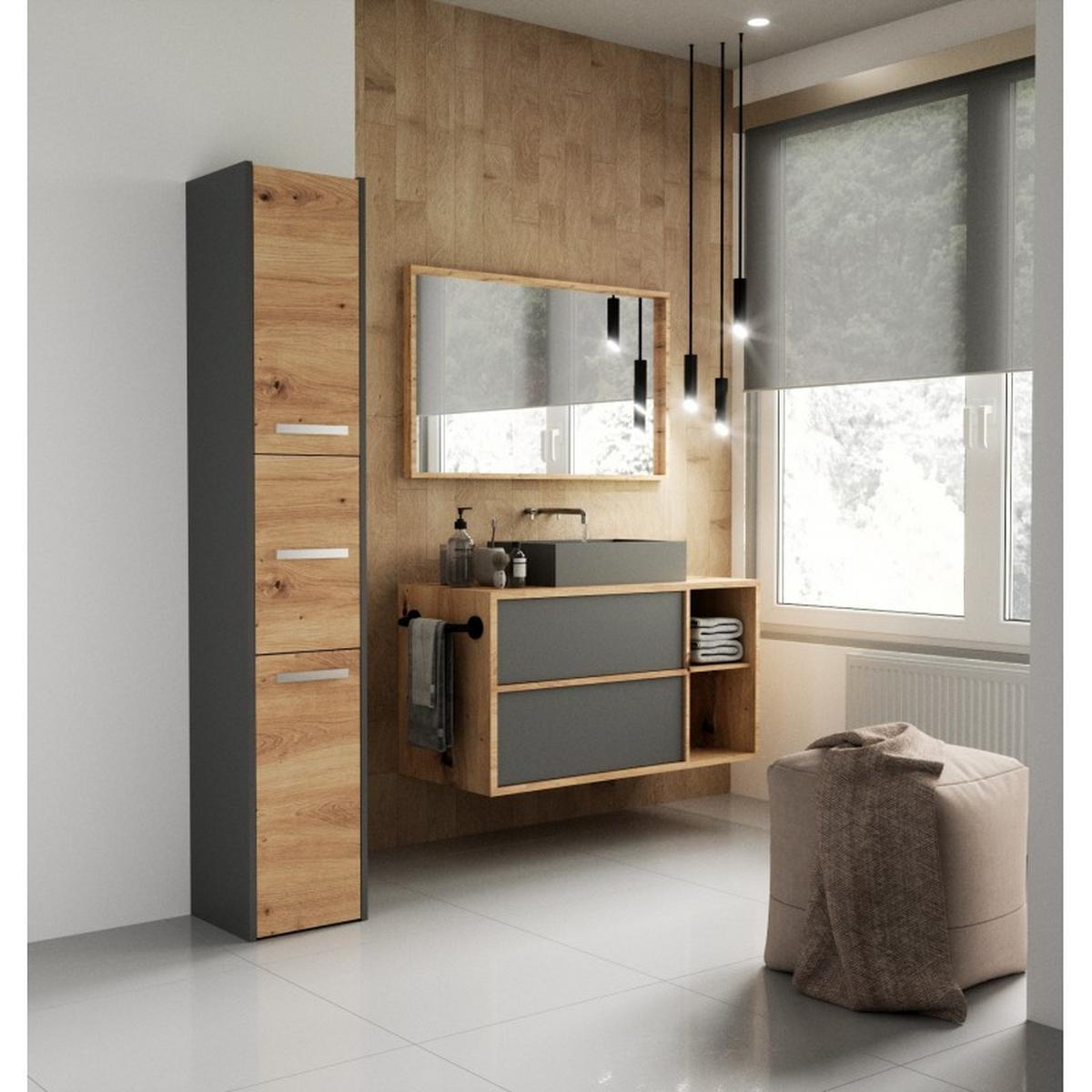 BADEZIMMERSCHRANK Anthrazit, Artisan 30/170/30 - Anthrazit, Holzwerkstoff (30/170/30cm) - RAUMHIRSCH FURNITURE