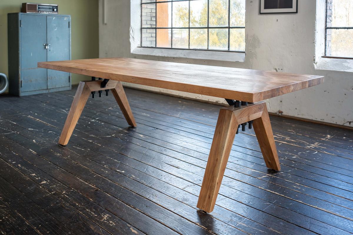ESSTISCH MIT GERADER KANTE WOODY Braun Akazie - Schwarz/Braun, Akazienholz/Holz (100/200/78cm) - KAWOLA