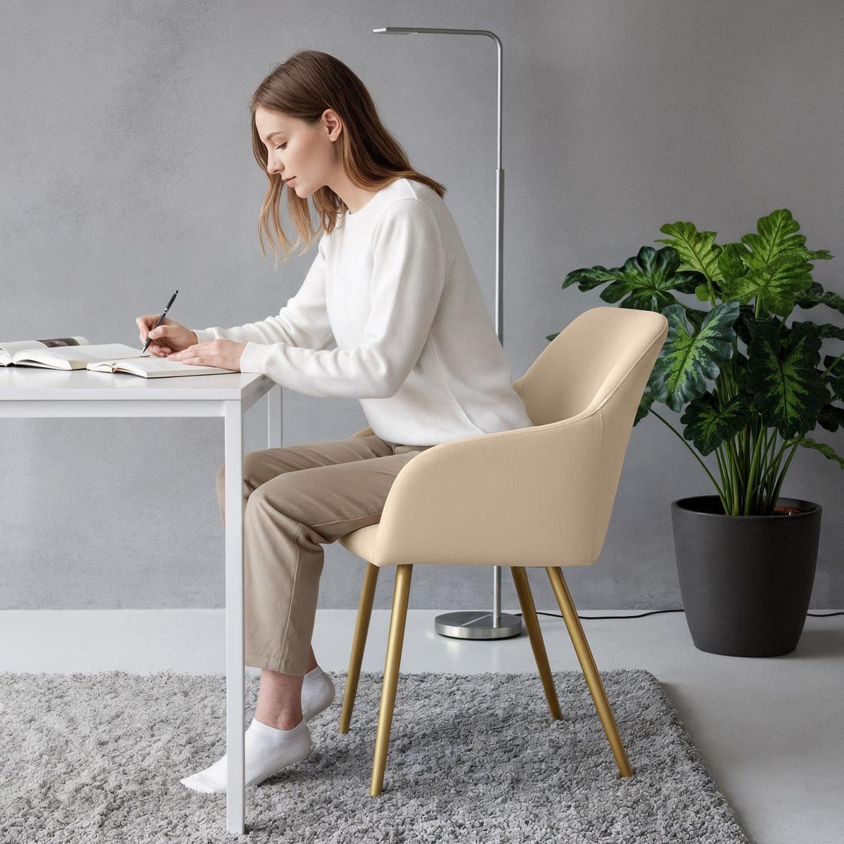 POLSTERSTUHL 2er Set, Metallbeine Creme 54,5/83/58 - Creme, Textil (55/83/51cm) - RAUMHIRSCH FURNITURE