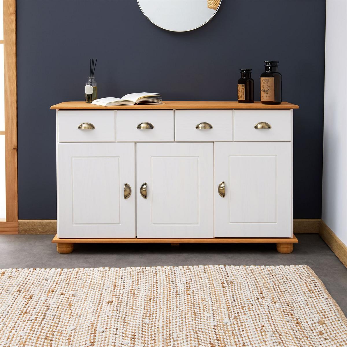 SIDEBOARD COLMAR weiß/braun - Weiß/Braun, Holz (116/74/35cm) - IDIMEX