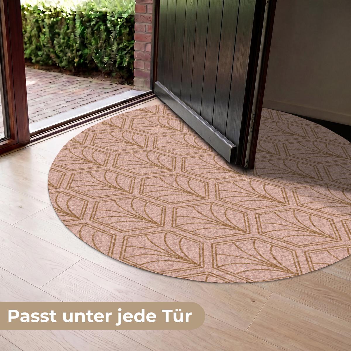 FUSSMATTE Lachsrosa - Muster - Geometrisch Schmutzfangmatte 120x120 cm - Altrosa, Kunststoff (120/0.4cm) - MuchoWow