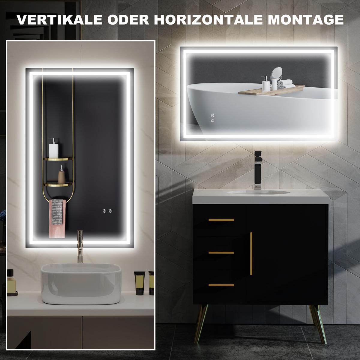 BADSPIEGEL Glas Metall Silber - Transparent, Metall (60/3/100cm) - HOMCOM