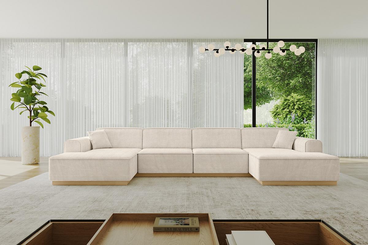 WOHNLANDSCHAFT IREA-U2-v2 - 386x165x80 cm Beige - Beige, Holzwerkstoff/Textil (386/80/165cm) - ALTDECOR