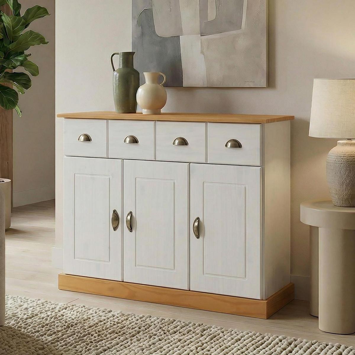 ANRICHTE PARIS weiß/braun - Weiß/Braun, Holz (116/73/35cm) - IDIMEX