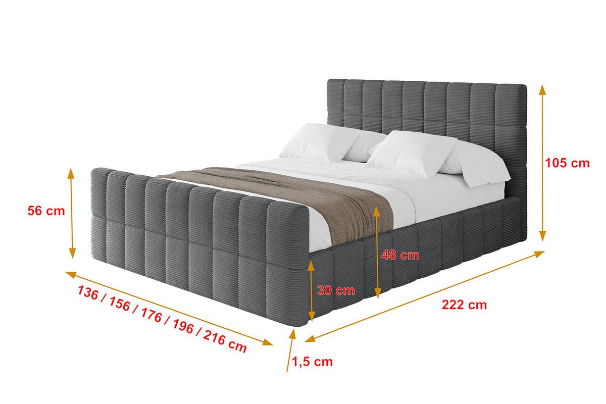 POLSTERBETT mit Bettkasten, Fußteil und Lattenrost, Boxbett ohne Matratze - AMEA-Z 180x200 Dunkelgrau - Anthrazit, Holzwerkstoff/Textil (180/200cm) - ALTDECOR