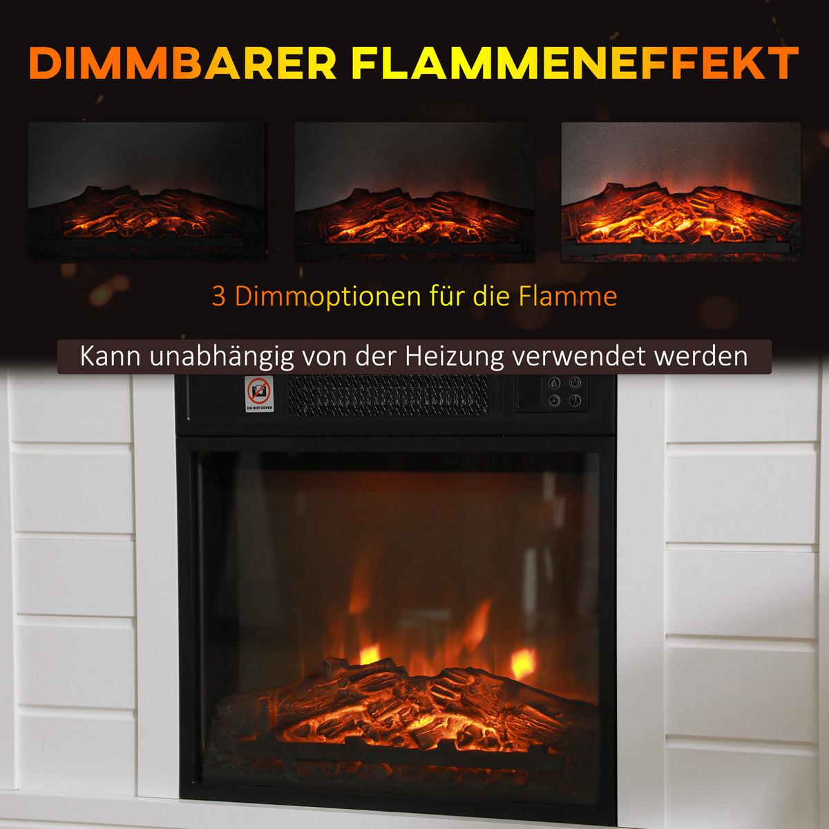 ELEKTROKAMIN mit Heizung und mit Flammeneffekt 1800W - Weiß, Metall (22/81.7/96.5cm) - HOMCOM