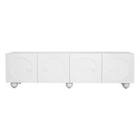 TV-LOWBOARD Weiß 180,5cm mit 3D-Rundrelief 4 Türen & Kugelfüßen - Weiß, Holzwerkstoff (180.5/50/38cm) - Urban Meuble