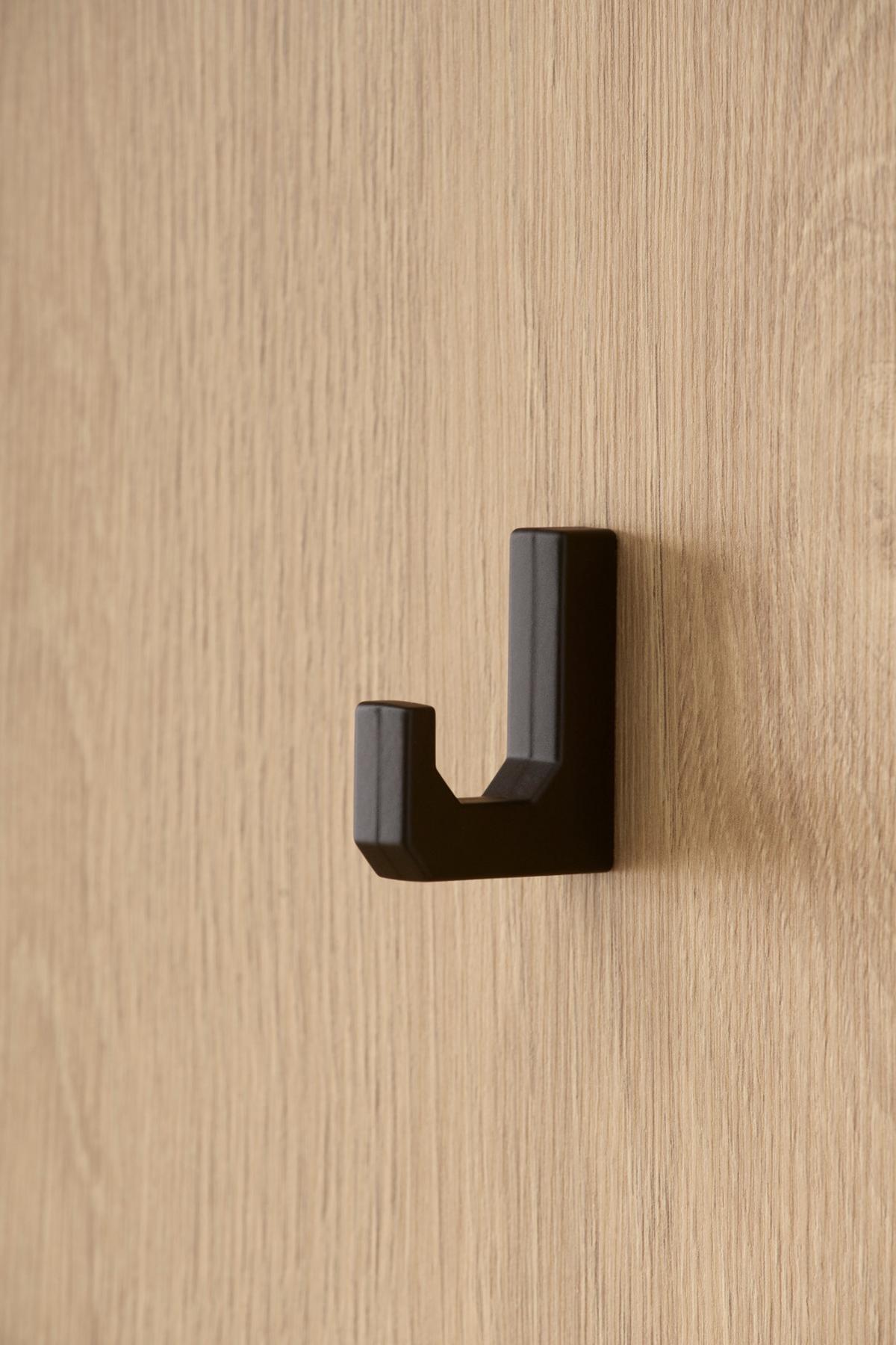 GARDEROBENPANEEL Stone Eiche 90 x 90 cm, Wandgarderobe mit Hutablage - Eichefarben/Schwarz, Holzwerkstoff/Metall (90/90/30cm) - Furn.Design
