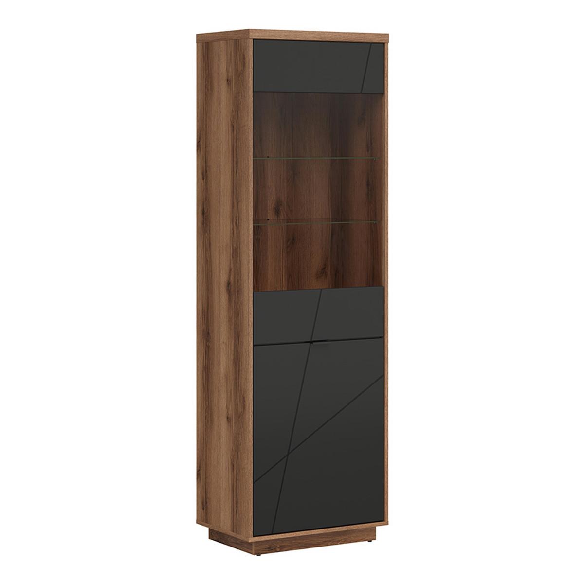 VITRINE Sven Schwarz und Holz - Schwarz, Holzwerkstoff (64/201/43cm) - Petits-meubles
