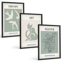 BILDER SET 3er Set - 40x60 cm Schwarzer Rahmen - Matisses stilvolle Illustrationen - Schwarz, Kunststoff (40/60cm) - TULUP
