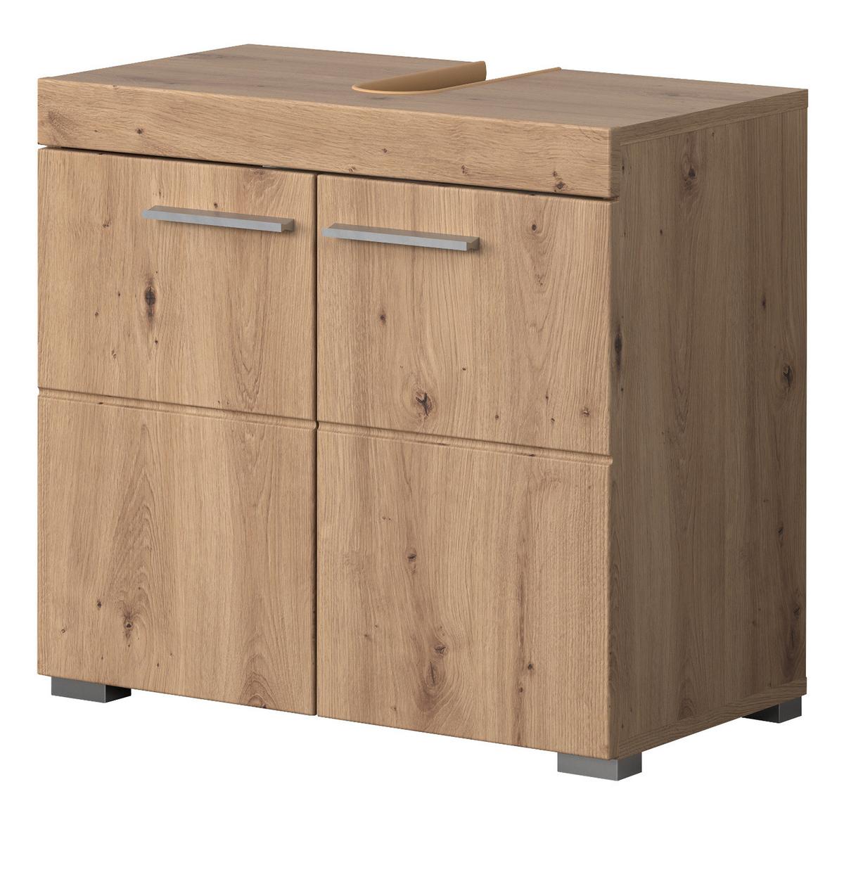 WASCHBECKENUNTERSCHRANK Asteiche 60 x 56 cm, Badschrank 2-türig - Eichefarben, Holzwerkstoff/Kunststoff (60/56/34cm) - Top.Furn