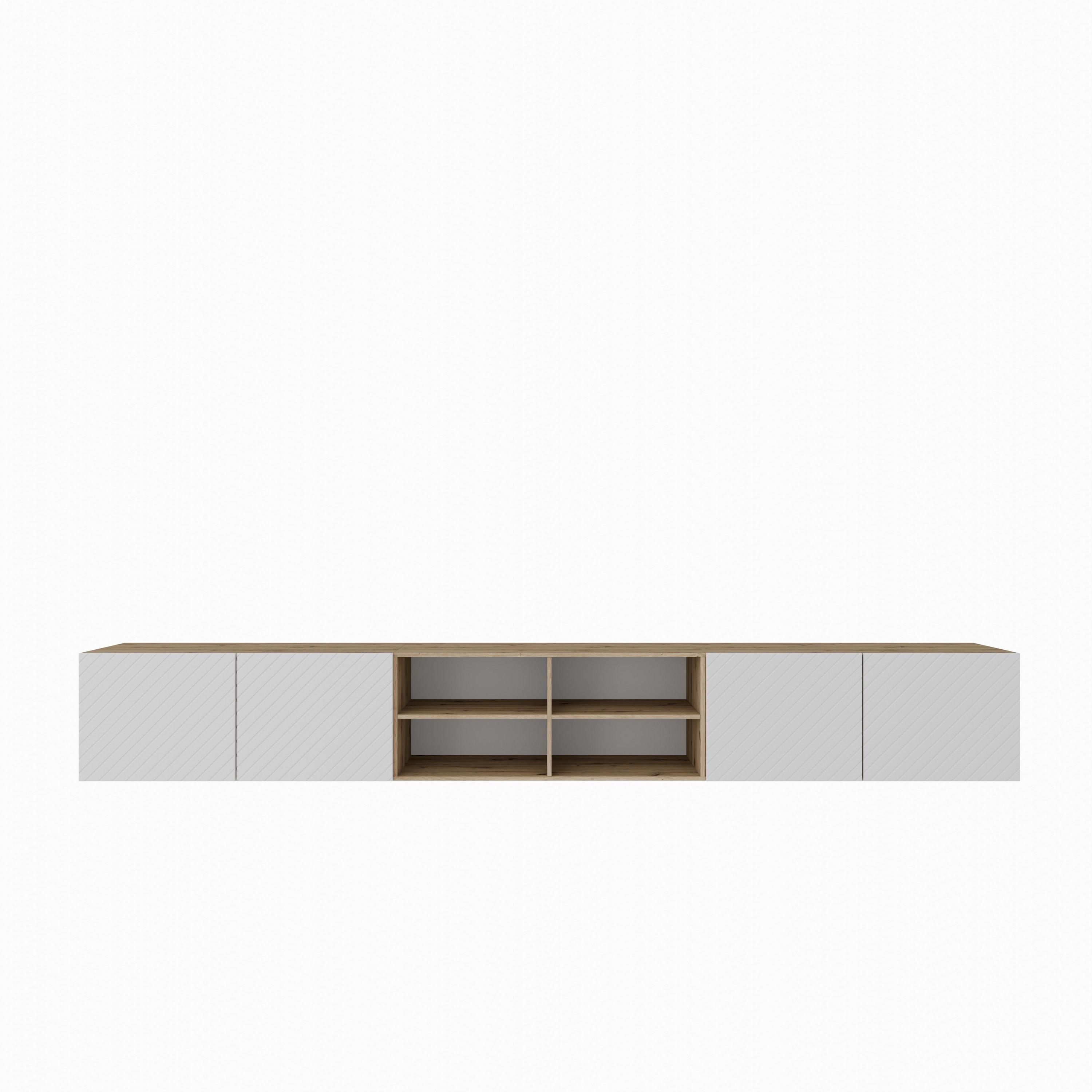 LOWBOARD CAVA 300/41/40 cm, Hängender TV-Schrank Eiche Artisan - Weiß/Eiche Artisan, Holzwerkstoff (300/41/40cm) - MASSENO