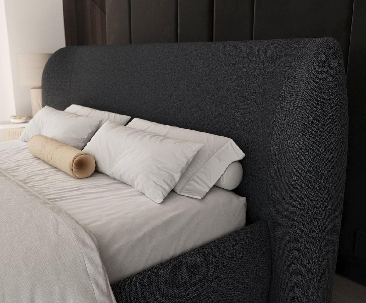 POLSTERBETT Bellano mit Stauraum 160/200 cm Anthrazit im Riva Stoff - Anthrazit/Schwarz, Holz/Holzwerkstoff (160/200cm) - AltaBeds