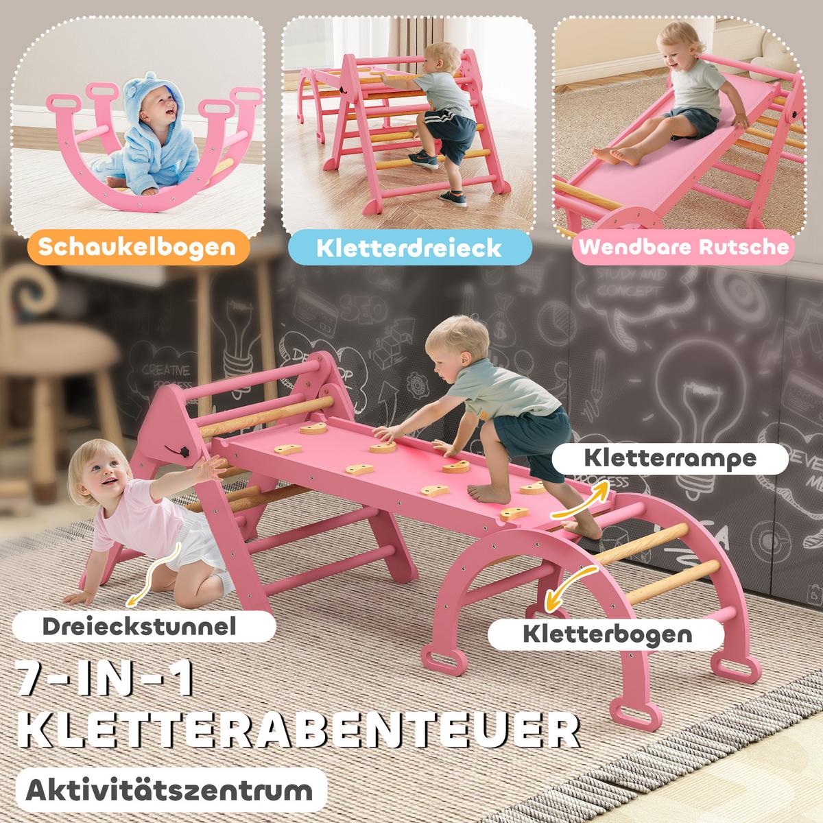 KLETTERGERÜST Pappelholz Kieferholz Rosa - Rosa, Holz (70/59/188cm) - AIYAPLAY