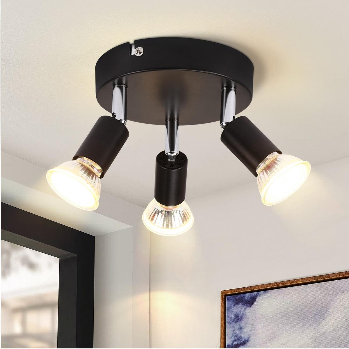 DECKENSTRAHLER Hannah 3-flammig 14/14/11 cm - Schwarz, Metall (14/14/11cm) - Nettlife