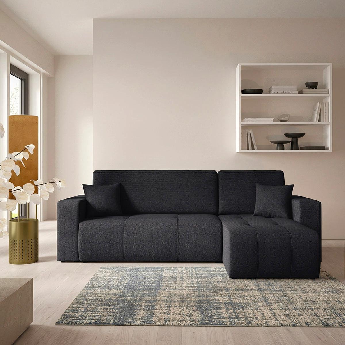 ECKSOFA Vasco 3 Sitzplätze Schwarz - Schwarz, Holz (247/145cm) - Petits-meubles