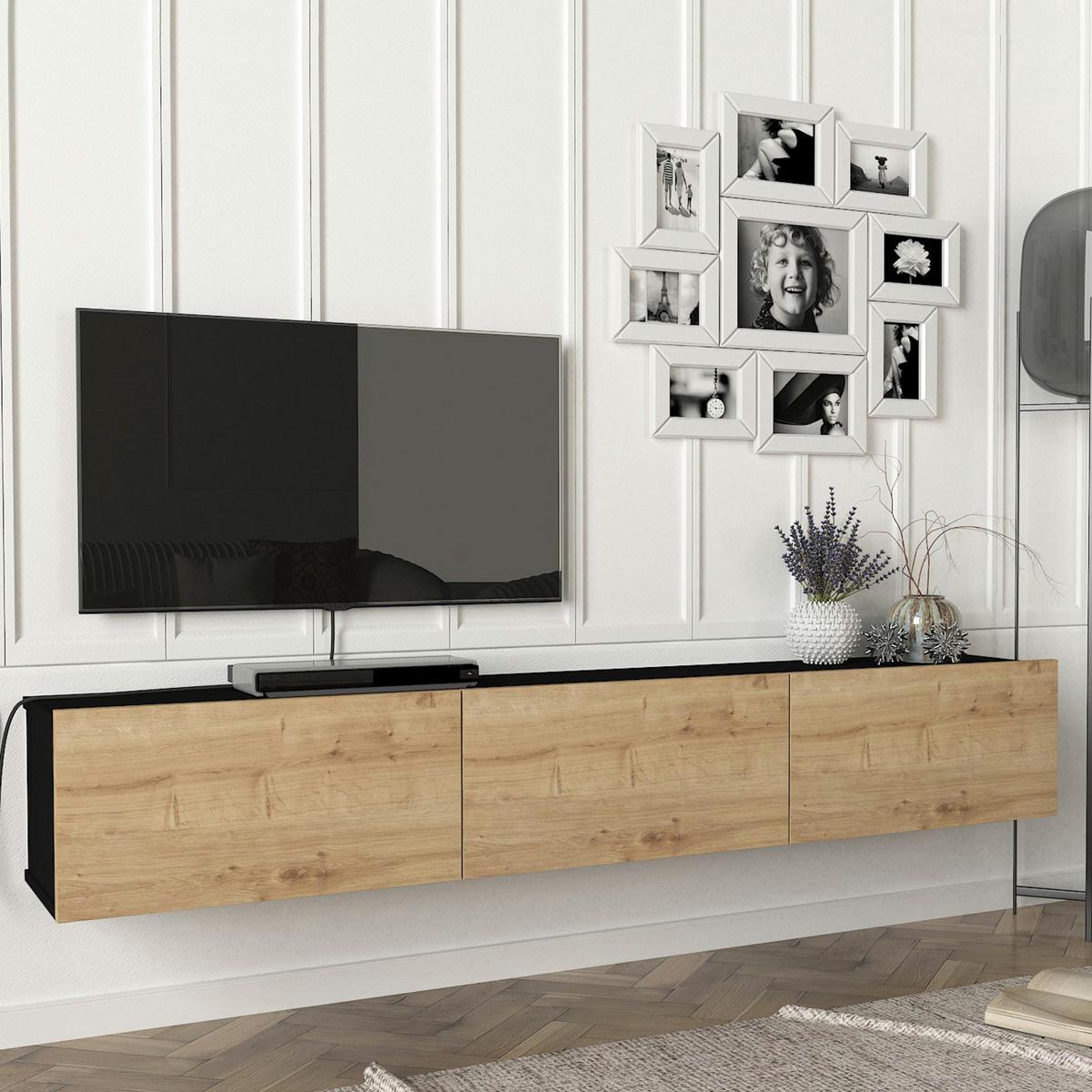 TV-ELEMENT Vihti - Naturfarben, Holzwerkstoff (180/29.5/31cm) - [en.casa]