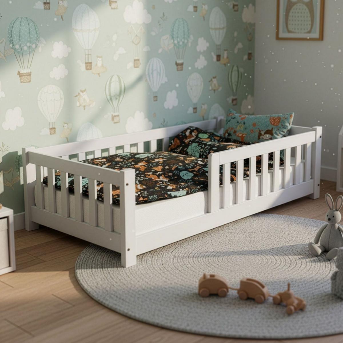KINDERBETT Naya weiß mit Matratze 90x200 cm - Weiß, Holz (90/200cm) - Juskys