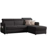 ECKSOFA BENI mit Schlaffunktion und Bettkasten, Stoff Anthrazit - Anthrazit, Kunststoff/Textil (220/160cm) - Idohome