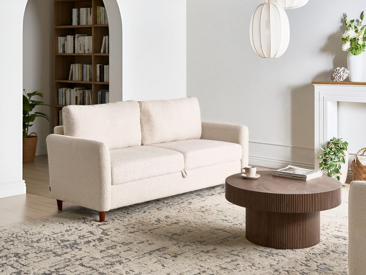 3-SITZER-SOFA Bouclé Beige Mare - Beige, Textil (184/88/77cm) - Beliani