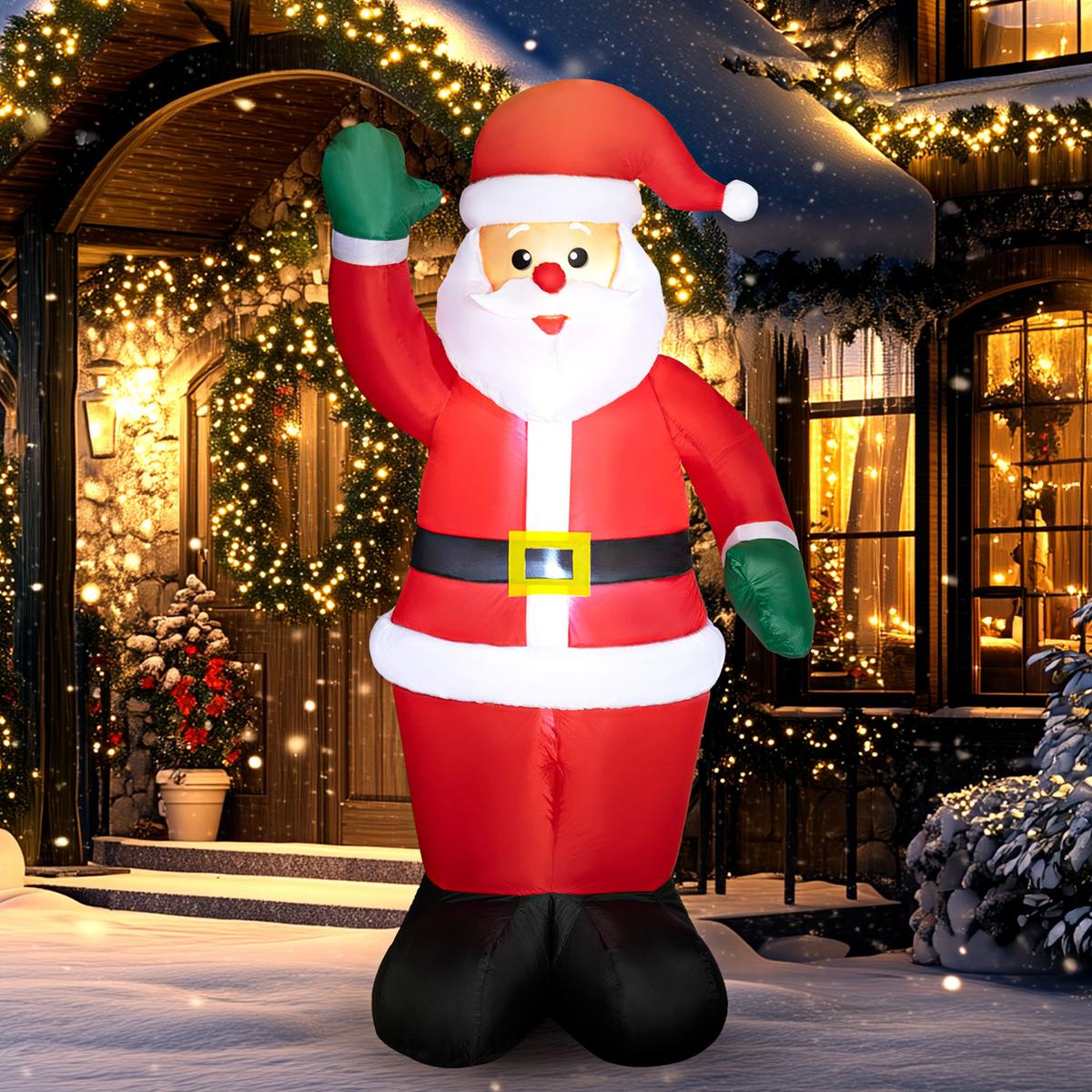 AUFBLASBAR Weihnachtsdeko 1,84 m Weihnachtsmann mit LED-Beleuchtung Gartendeko - Rot, Kunststoff (60/184/88cm) - Outsunny