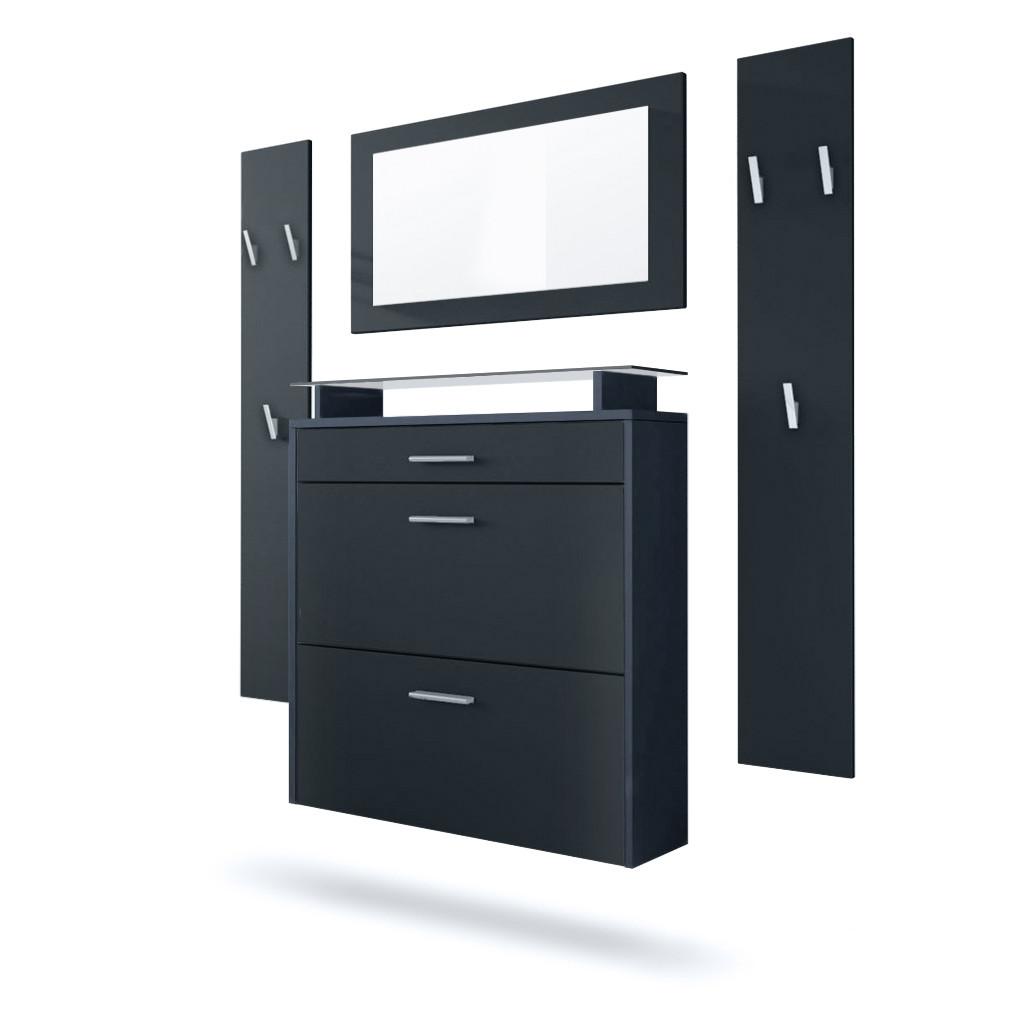 GARDEROBE Malea Fronten in Schwarz matt - Schwarz, Holzwerkstoff (180/180/23cm) - Vladon