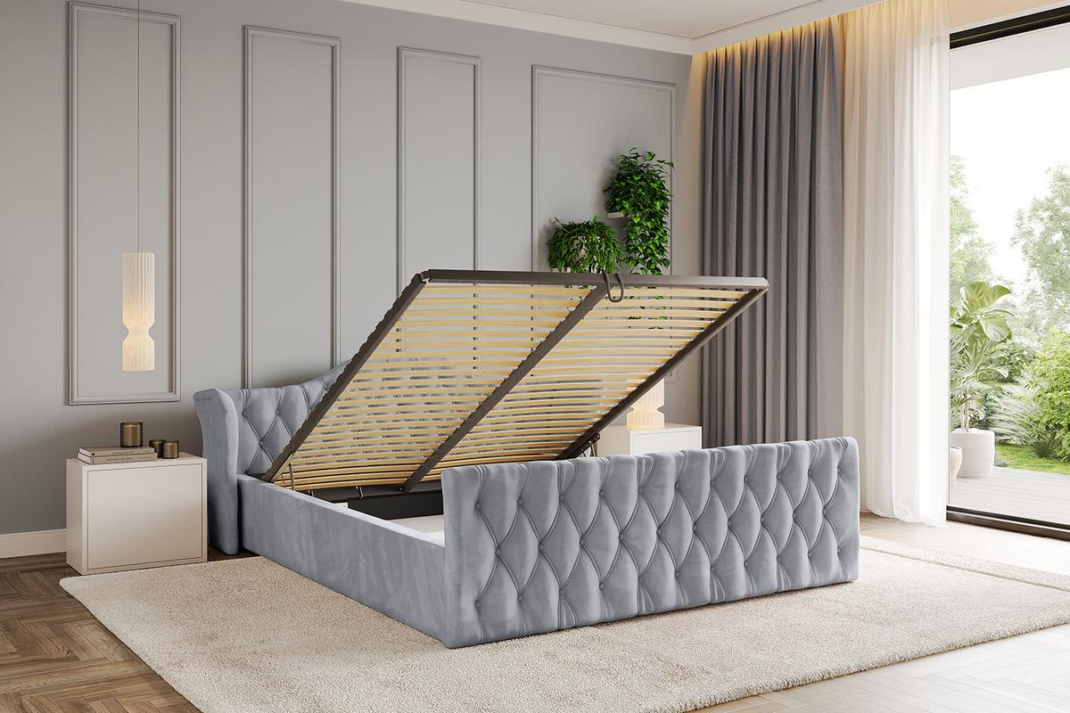 POLSTERBETT mit Bettkasten, Fußteil und Lattenrost, Boxbett ohne Matratze - ZORAN-Z-V1 120x200 Hellgrau - Hellgrau, Holzwerkstoff/Textil (120/200cm) - ALTDECOR