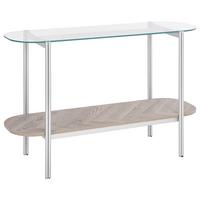 KONSOLENTISCH Silber/Heller Holzfarbton Lovell - Hellbraun/Silberfarben, Metall (41/120/76cm) - Beliani