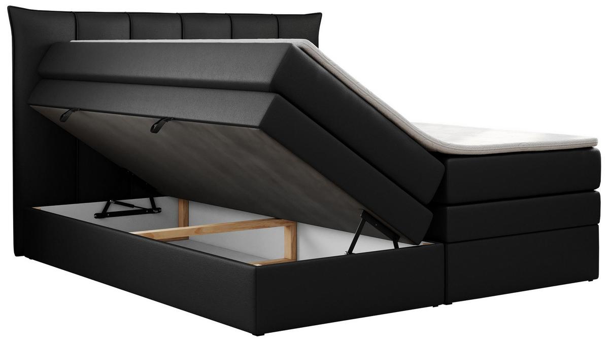 BOXSPRINGBETT PREMIUM 10 KING 180/200 Schwarz Kunstleder - H3 - Schwarz, Holz/Textil (180/200cm) - MKS