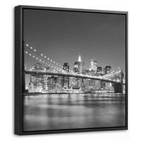 LEINWAND Bilder mit Rahmen - New York - Brücke - Brooklyn - Schwarz und weiß - Architektur - 20x20 - Schwarz, Textil (20/20cm) - MuchoWow