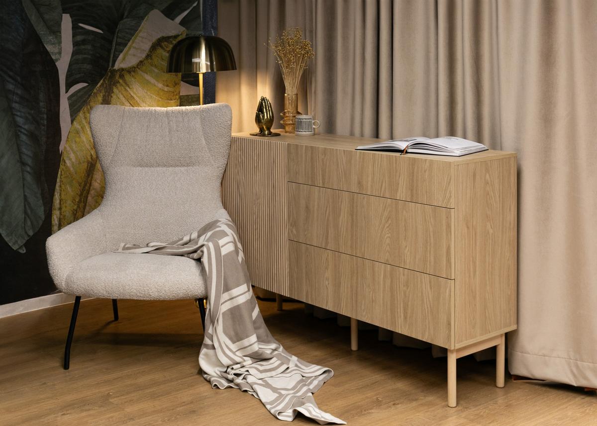 SIDEBOARD Nolie Eichenholzoptik mit 3 Schubladen 140 cm - Eichefarben, Holz/Holzwerkstoff (140/90.6/38cm) - Selsey