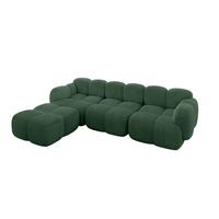 ECKSOFA modulares Sofa Links Miko-L2 302x205x75 Grün Cord - Waldgrün/Schwarz, Holzwerkstoff/Kunststoff (302/205cm) - ALTDECOR