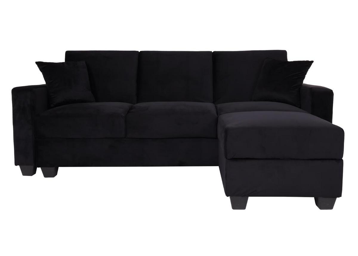 SOFA MIT OTTOMANE Schwarz - Schwarz, Textil (217/145cm) - MCW