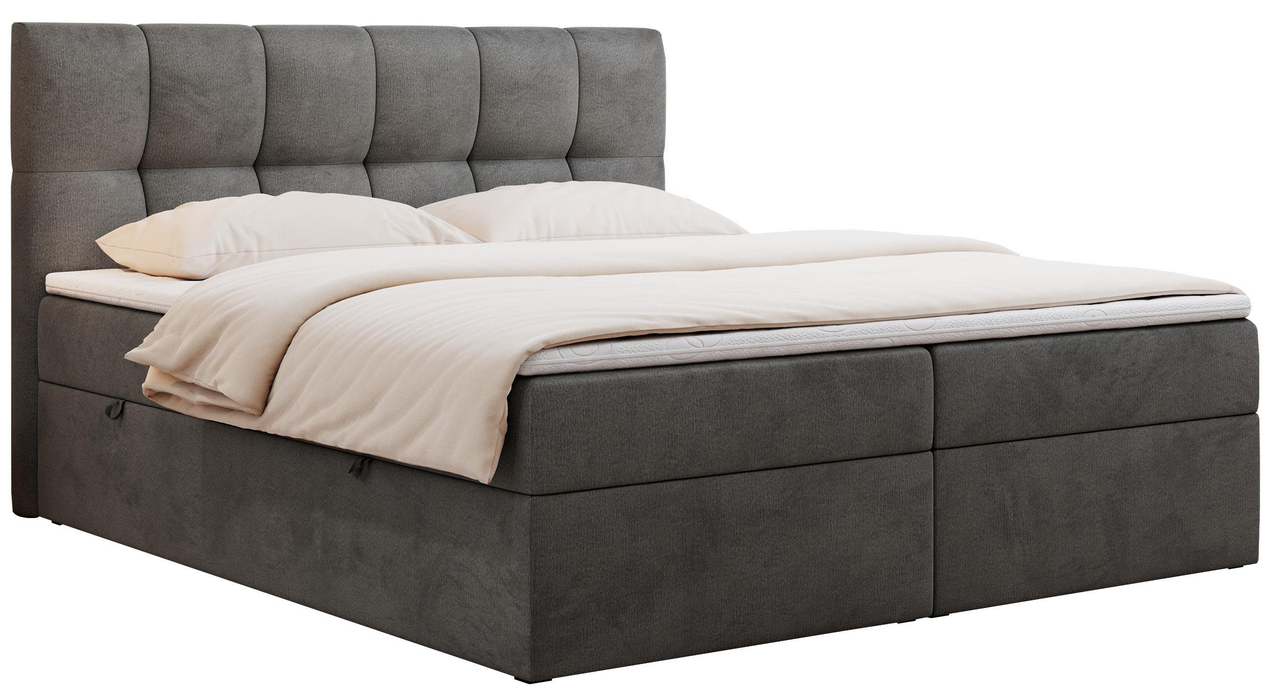 BOXBETT RICO 160/200 Dunkelgrau Velvet - H3 - Dunkelgrau, Holz/Textil (160/200cm) - MKS