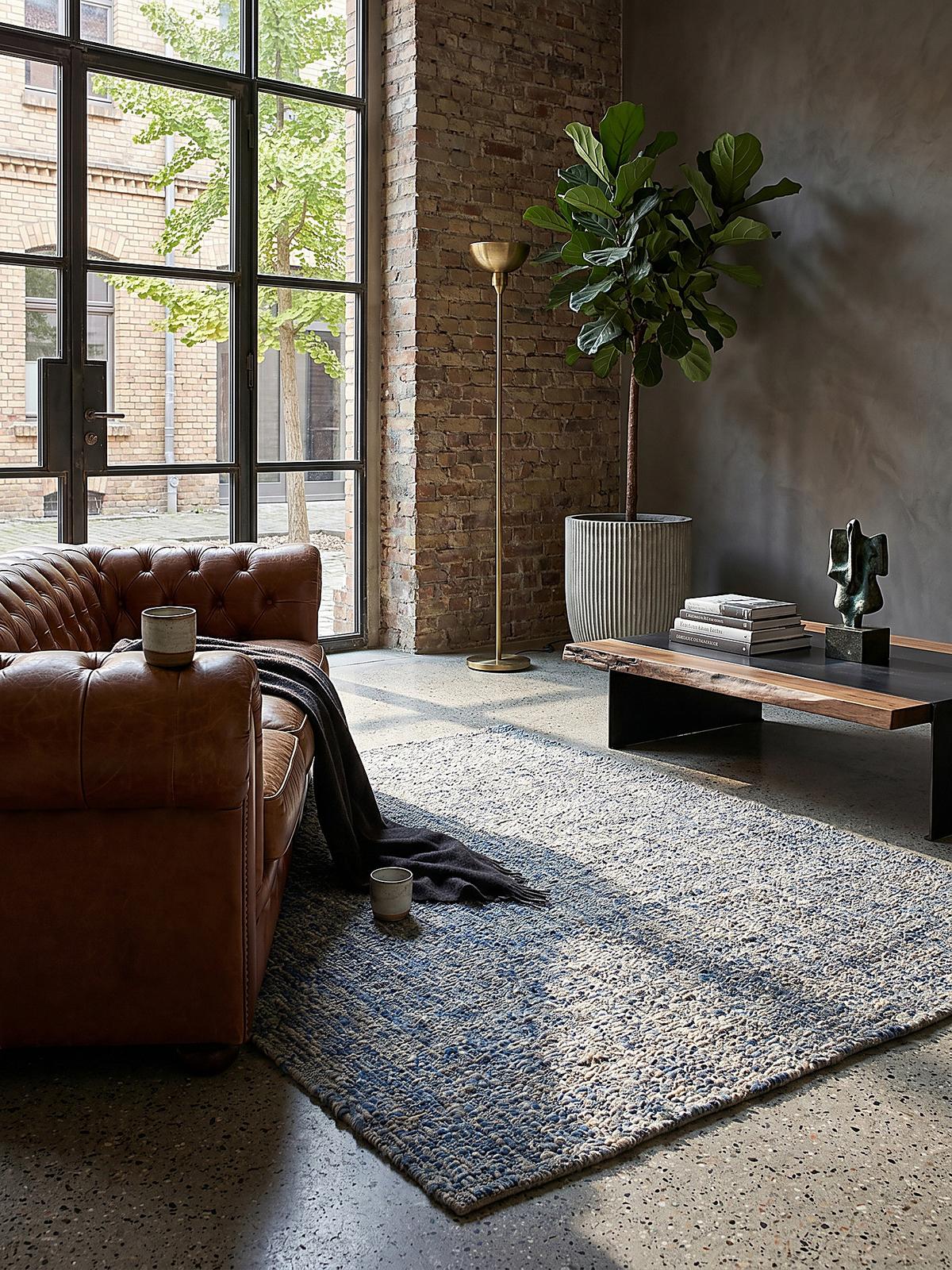 WOLLTEPPICH OTLEY, einfarbig, Blau, 200 x 290 cm - Blau, Textil (290/200cm) - KADIMA DESIGN
