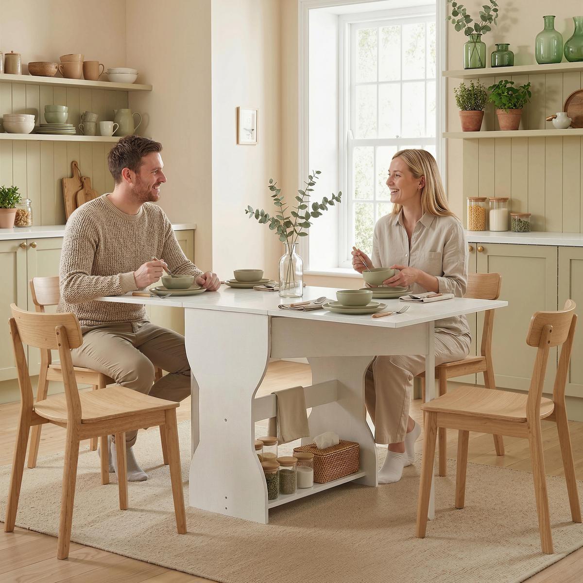 KLAPPTISCH Spanplatte Weiß - Weiß, Holzwerkstoff (160/60/75cm) - HOMCOM