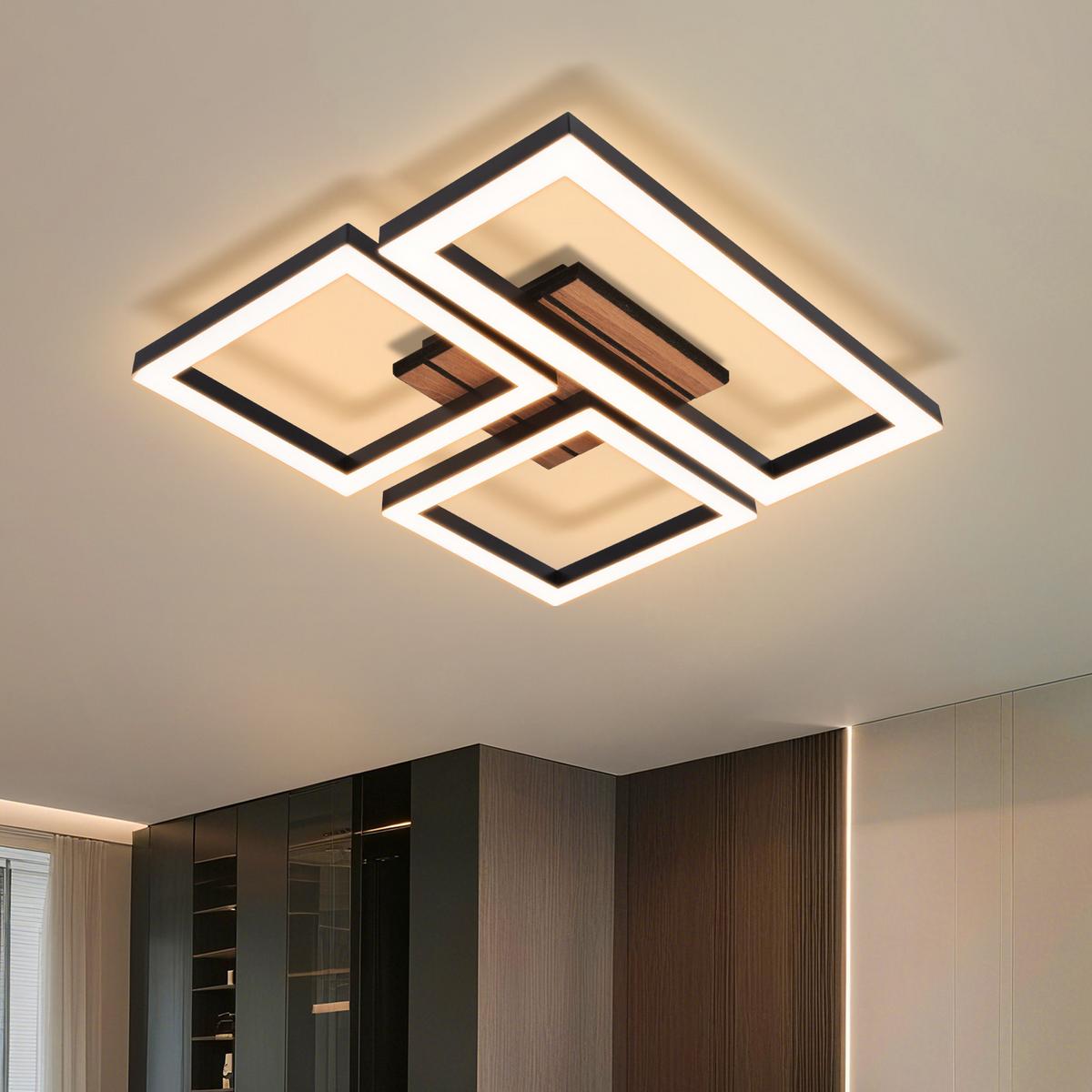 LED DECKENLEUCHTE Vrelis 37/31/6 cm - Schwarz, Kunststoff/Metall (37/31/6cm) - ZMH