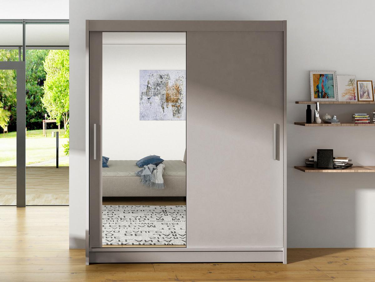 SCHWEBETÜRENSCHRANK Westa VI - Kaschmir/Silberfarben, Holzwerkstoff/Metall (150/200/58cm) - MIRJAN24