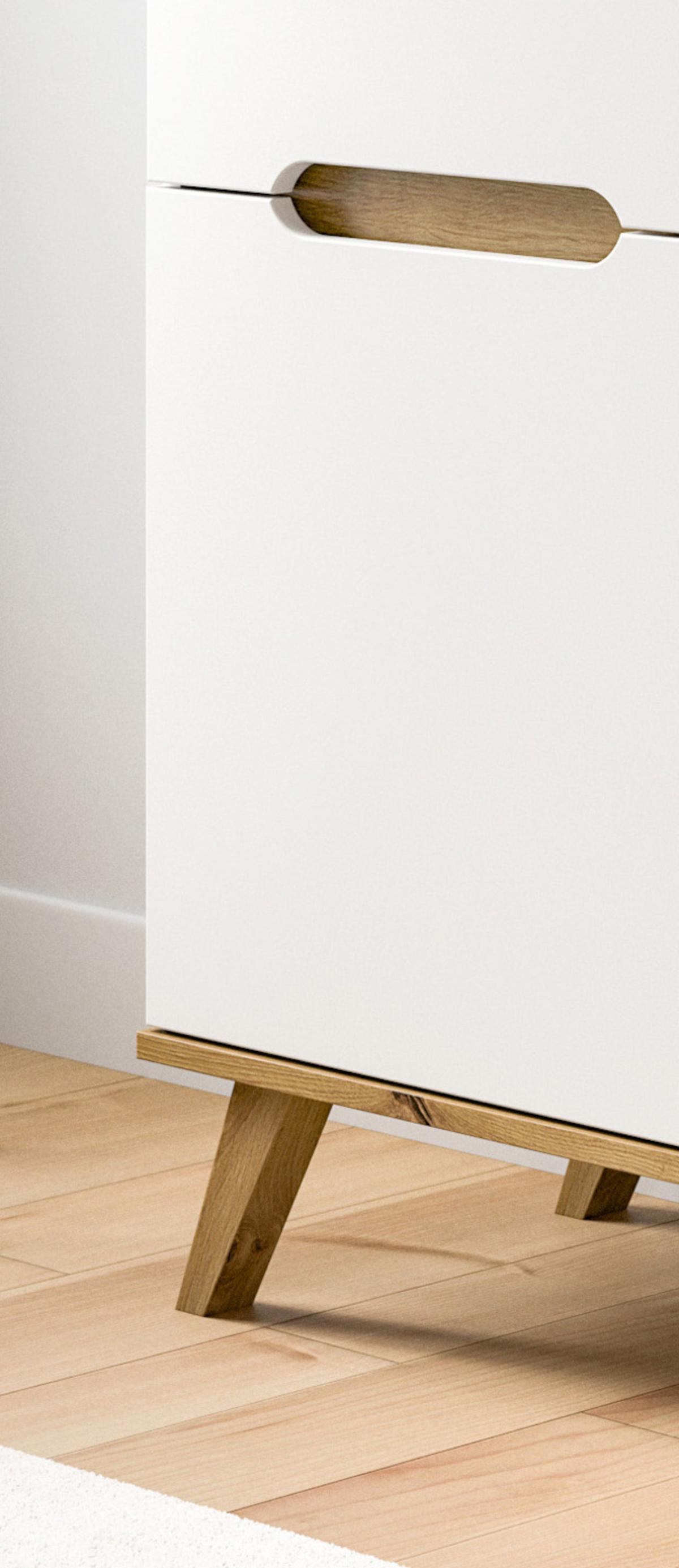 SEKRETÄR weiß, Eiche 100 cm skandinavisch, Schreibtisch mit Soft-Close - Eichefarben/Weiß, Holzwerkstoff/Metall (110/40/118cm) - Inn.Furn