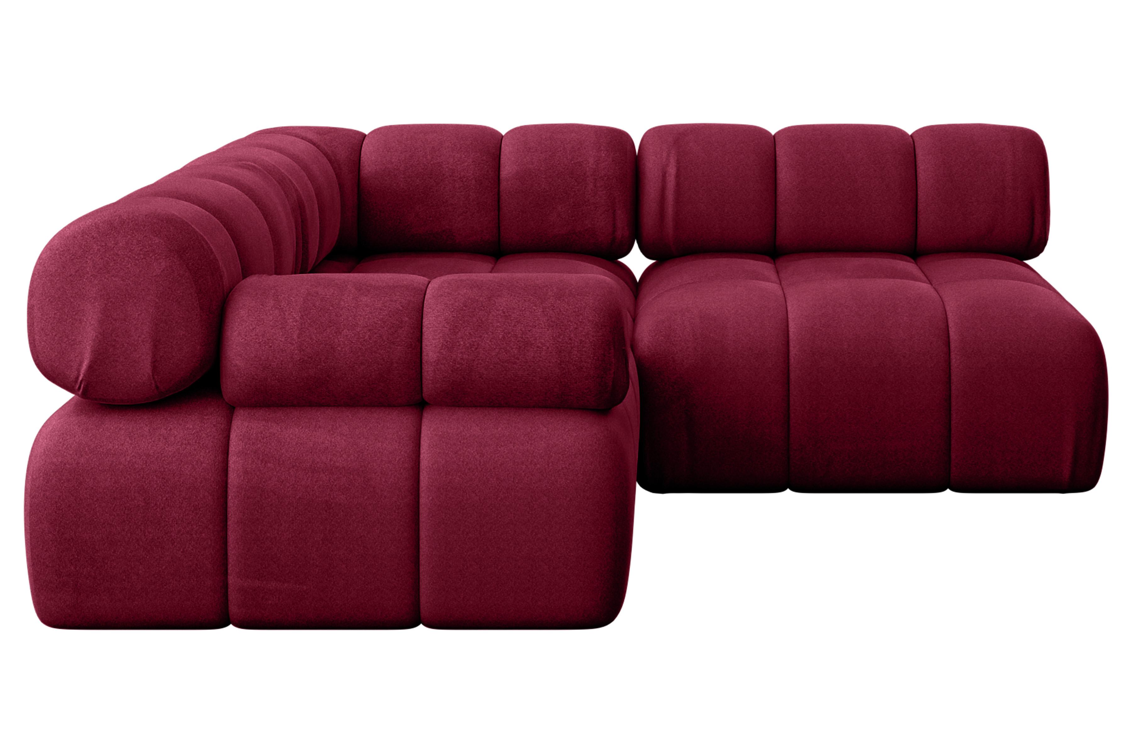 ECKSOFA modulares Sofa Mende-L1 - 190x190x70 cm Bordeauxrot Velours - Bordeaux, Holzwerkstoff/Textil (190/190cm) - ALTDECOR