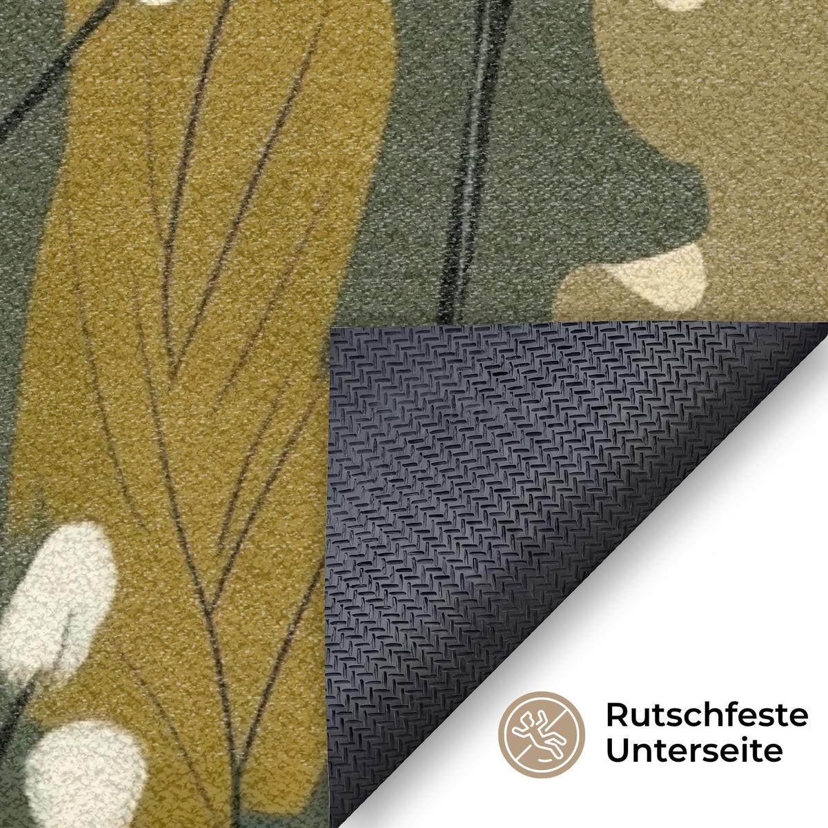 FUSSMATTE Blumen - Illustration - Grün Flurteppich 180x120 cm - Dunkelgrün, Kunststoff (180/0.4cm) - MuchoWow