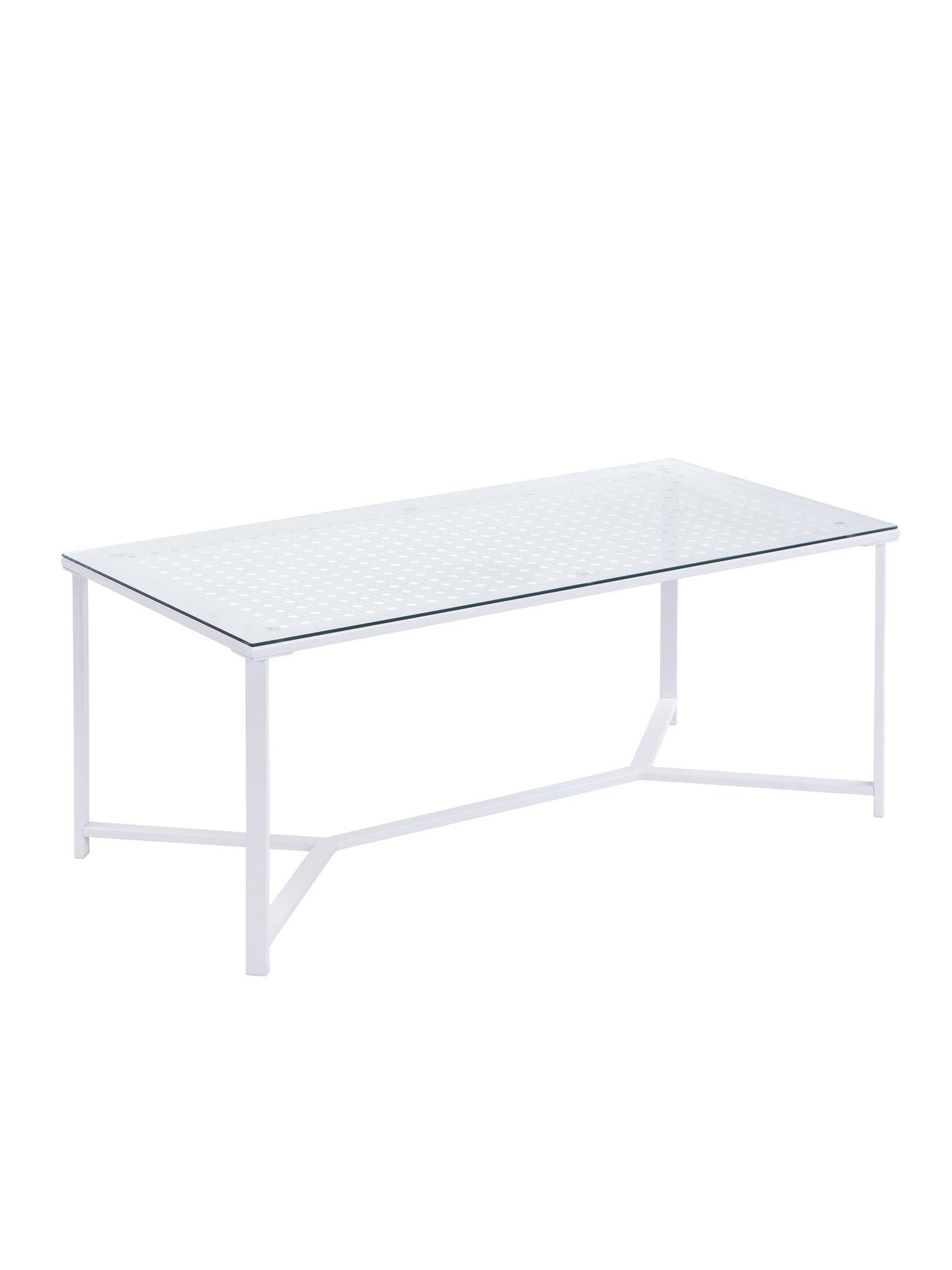 COUCHTISCH ALCUDIA, Einscheibensicherheitsglas, Weiß, 100 x 50 x 42 cm - Weiß, Glas/Metall (50/100/42cm) - KADIMA DESIGN