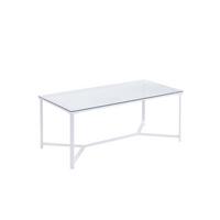 COUCHTISCH ALCUDIA, Einscheibensicherheitsglas, Weiß, 100 x 50 x 42 cm - Weiß, Glas/Metall (50/100/42cm) - KADIMA DESIGN