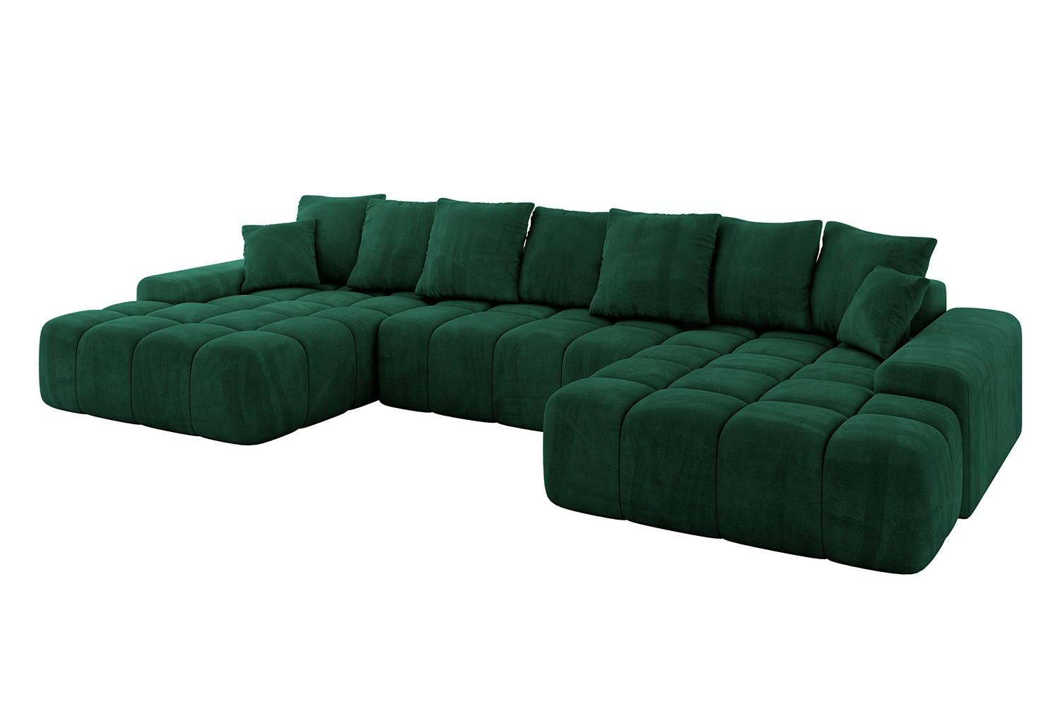 WOHNLANDSCHAFT ENSI-U - 353x164x69 cm Dunkelgrün - Dunkelgrün, Holzwerkstoff/Kunststoff (357/69/164cm) - ALTDECOR