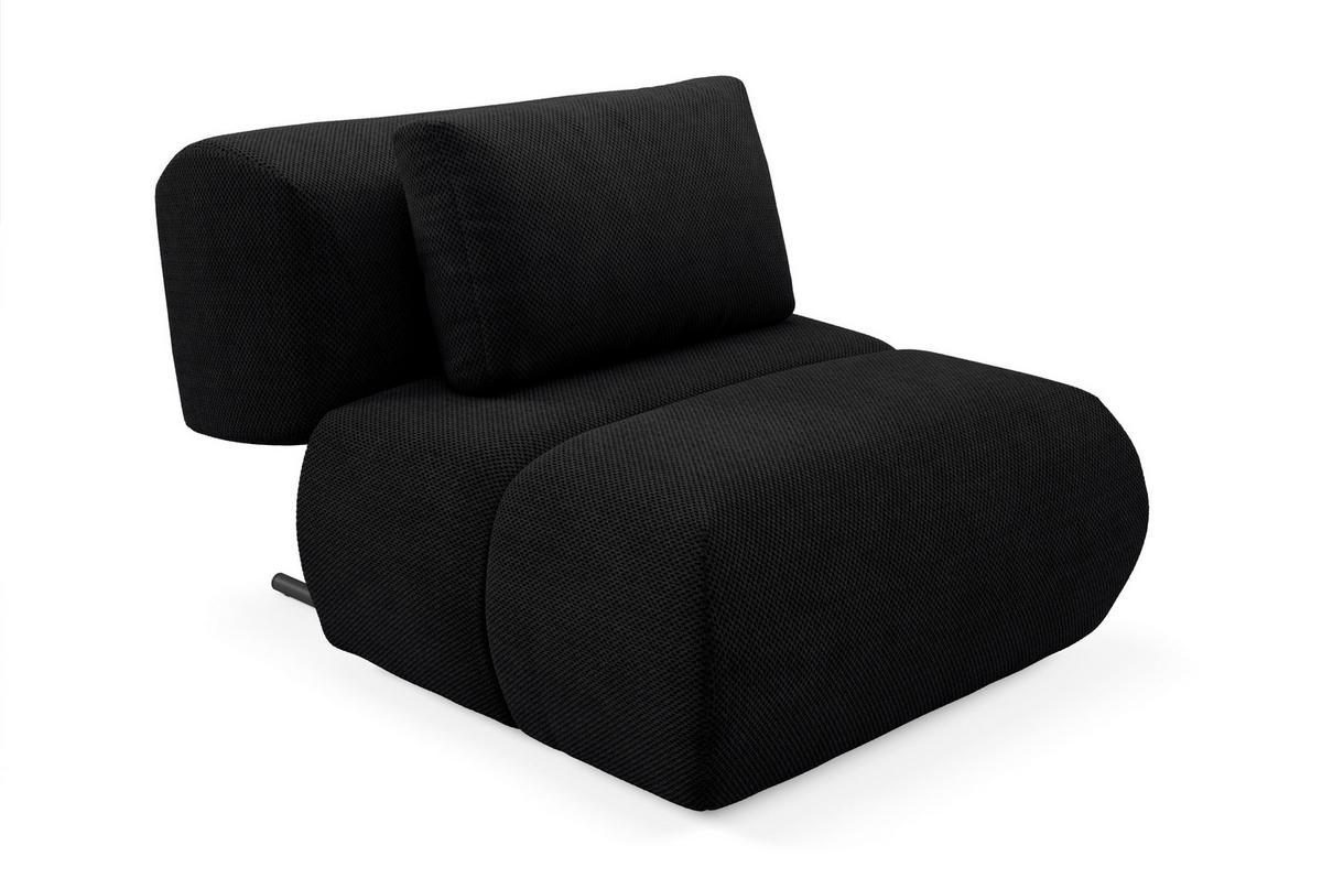 SESSEL ATOMO, Modern Polstersessel Loungesessel, Velours-Stoff Schwarz - Schwarz, Holz/Metall (98/82/134cm) - MASSENO