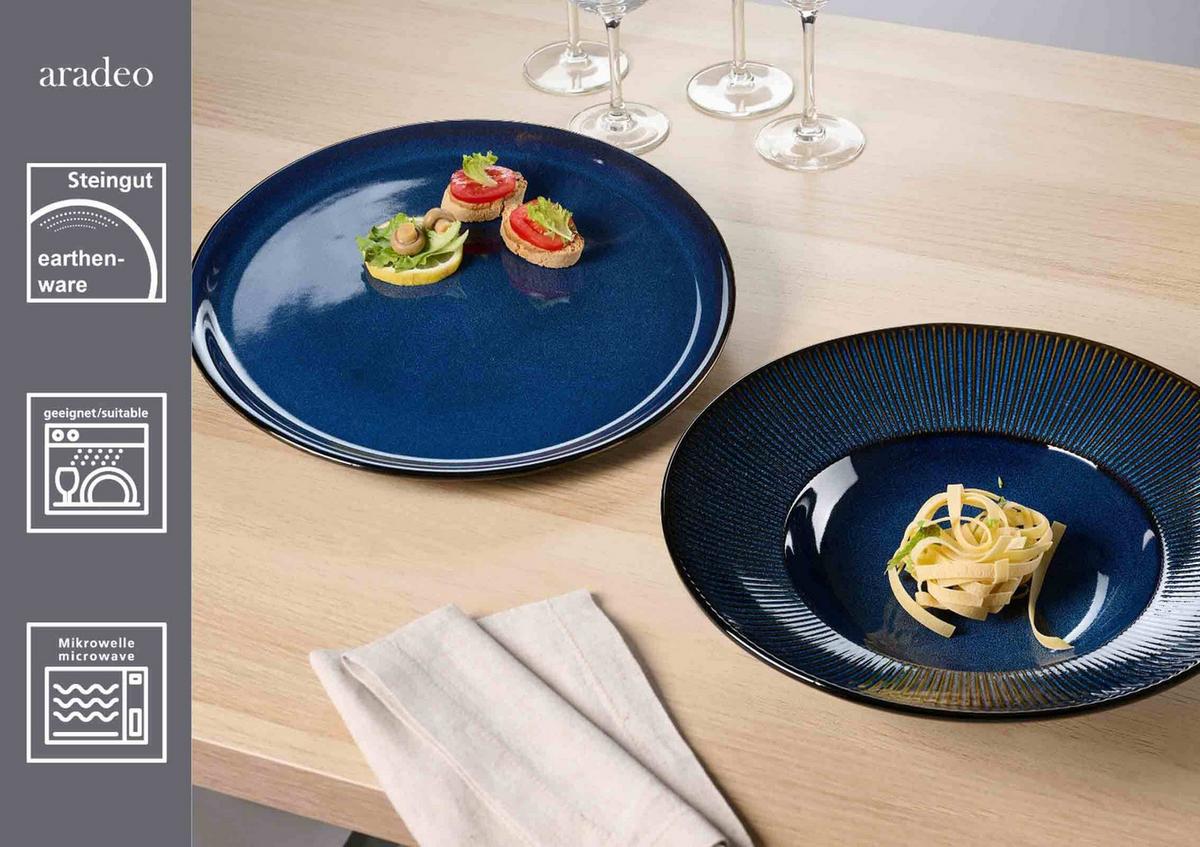 PIZZA & PASTA SET Aradeo blau 8-tlg. - Blau, Keramik (2/2/2cm) - Ritzenhoff Breker