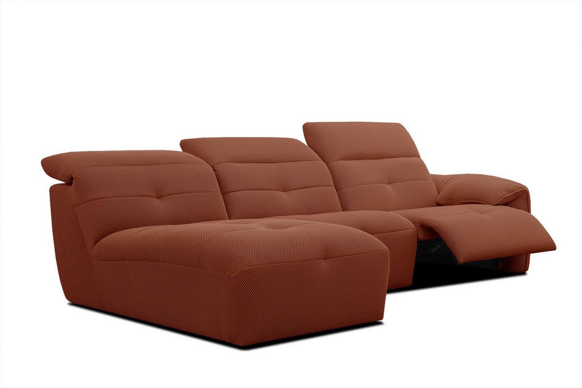 ECKSOFA TRENTO 4-Sitzer mit 1 Relaxfunktion, dunkelorange - Dunkelorange/Schwarz, Holzwerkstoff/Kunststoff (165/262cm) - Wozimo
